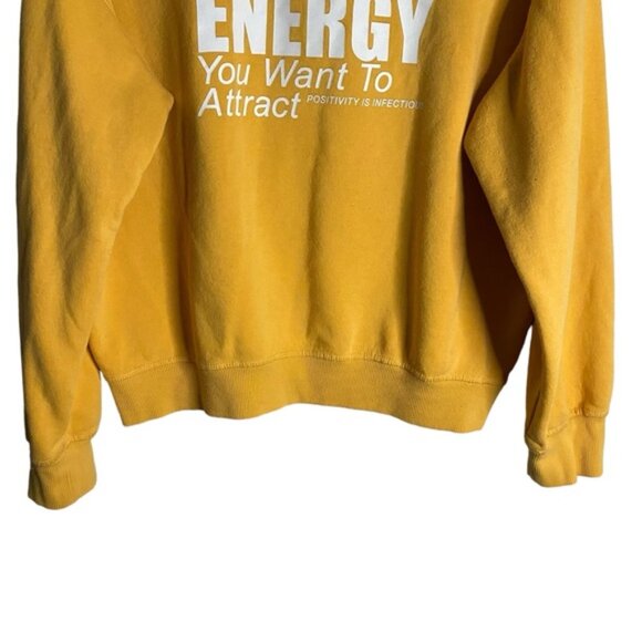 H&M Women's Yellow Crewneck Positive Message Printed Sweatshirt - Picture 3 of 9